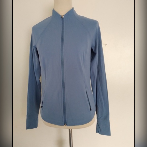 Athleta Salutation Ribbed Blue Jacket Women's $120 Size L - Picture 1 of 7